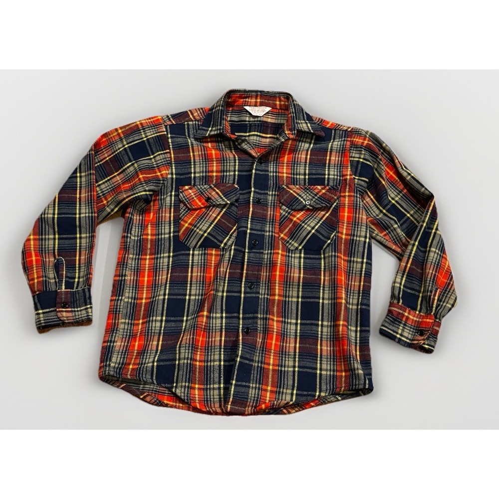 Vintage 60s Frostproof Wool Flannel Shirt Jacket Men's M 15.5 Plaid Hercules RRL